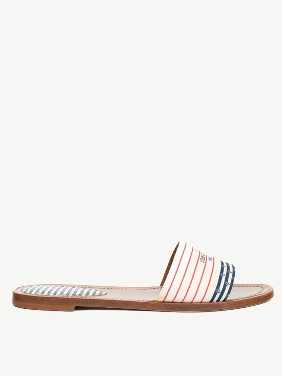Louis Vuitton Escale Lock It Bleu Normal Striped Flat Mule Sandals - Picture 2 of 10